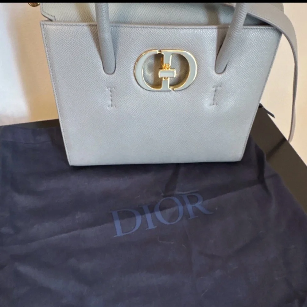 Dior Light Gray Leather Top-Handle Satchel with Gold CD Hardware - Picture 10 of 16